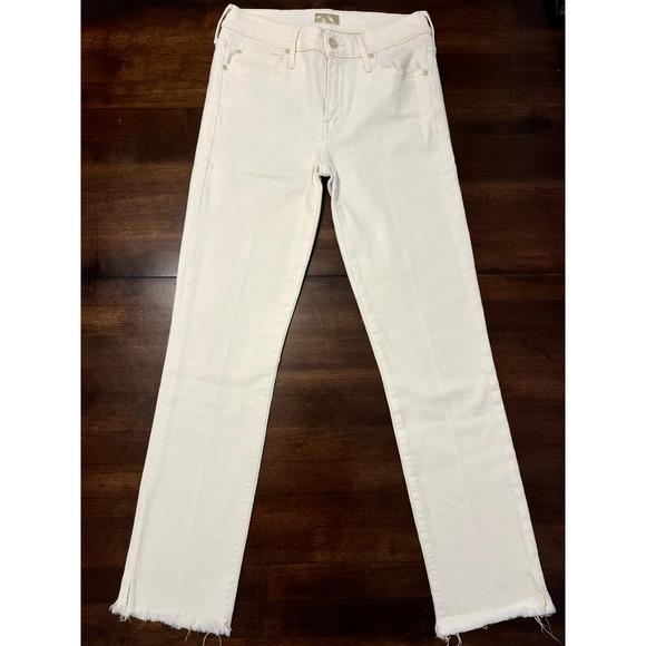 The Rascal Ankle Snippet Mother Jeans Size‎ 24 Frayed Ankle Off White/Ivory - Picture 1 of 7